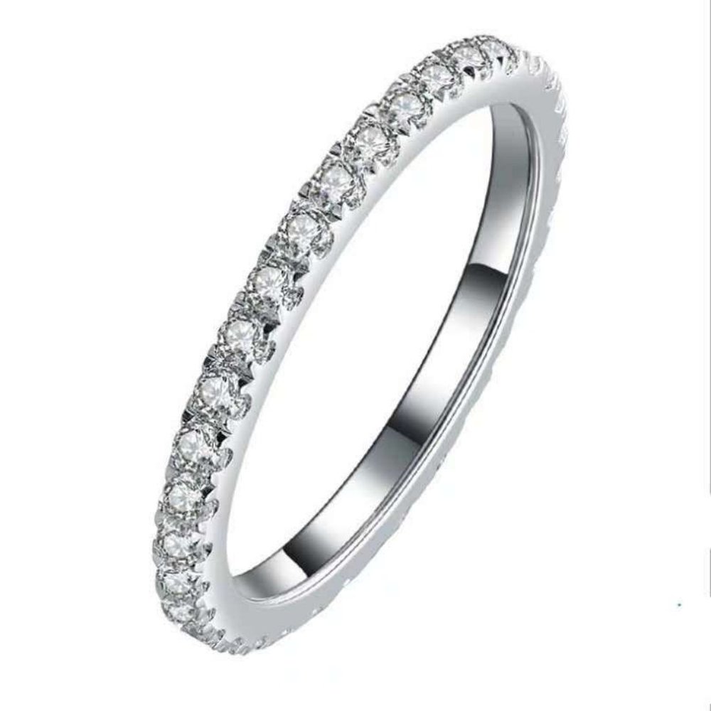 *18K White Gold Diamond Eternity Stackable Ring - Picture 7 of 9